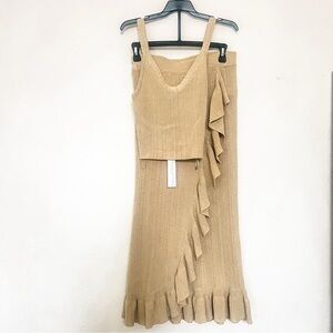 House of Harlow 1960 Tan Ruffle Skirt Set